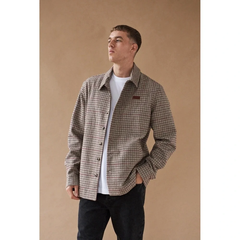 Bound UK Axel Wool Dogtooth Coach Jacket Men's SZ S Preppy Heritage EUC